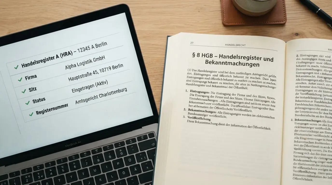 Nahaufnahme eines Gesetzestextes neben einem Computerbildschirm mit einer Lizenzliste.